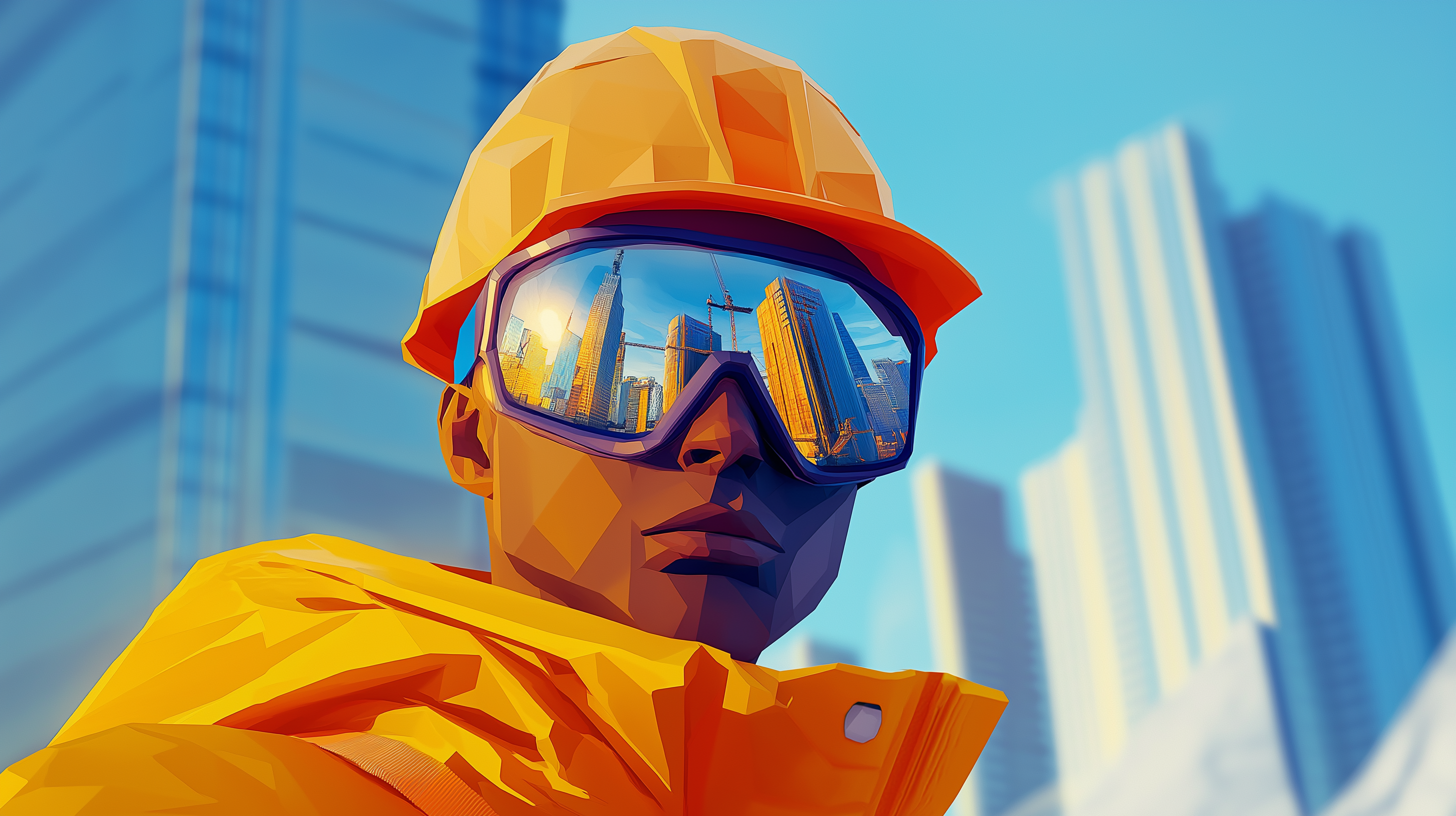 AI generated image of a construction worker changing their mindset to see more construction projects down the road. 